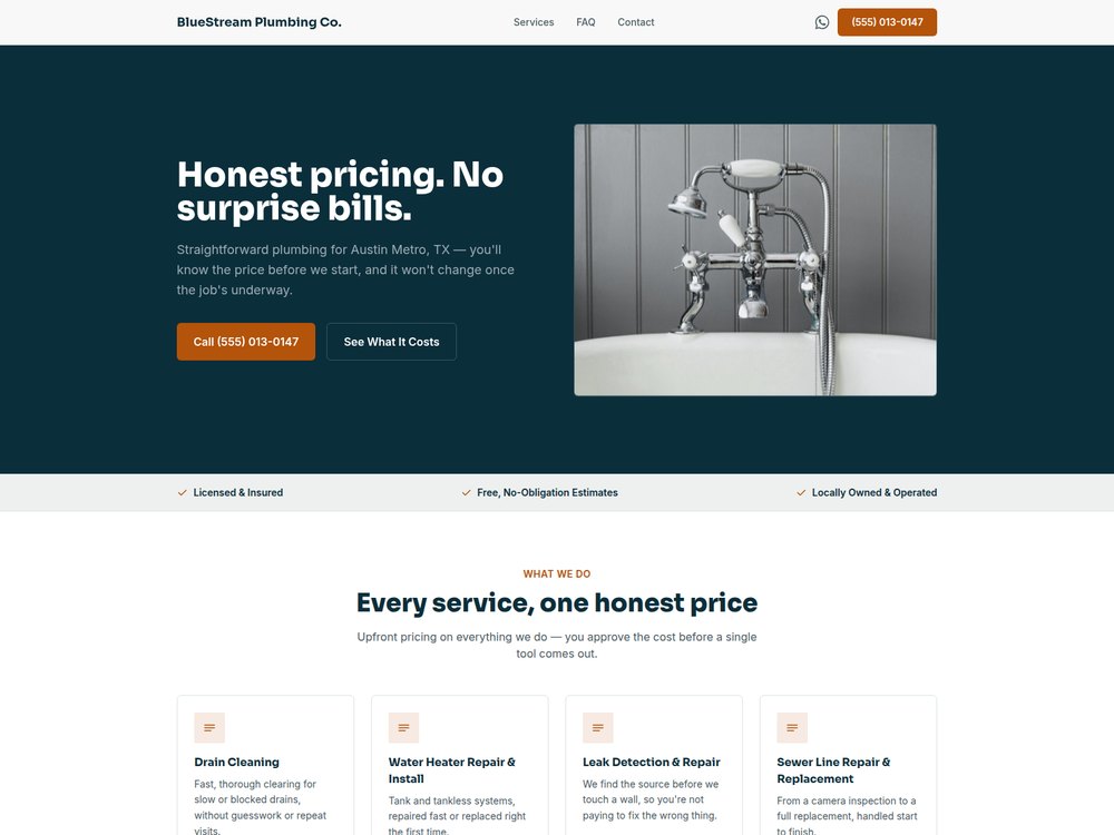 Sample plumbing website (demo business)